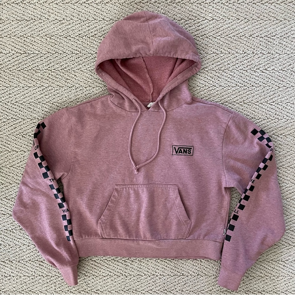 Vans Pink Checkered Cropped Hoodie Women’s XS